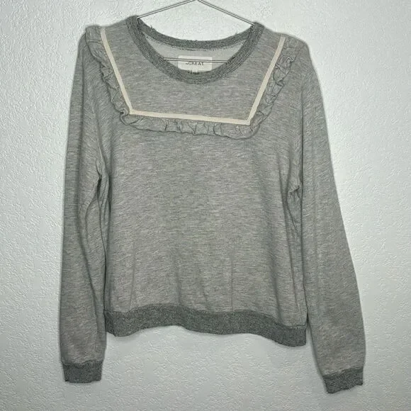 The Great. The Shrunken Bib Sweatshirt Heather Grey Medium - Picture 2 of 14